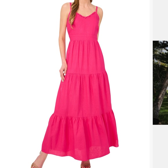 CeCe Dresses & Skirts - CeCe Fuchsia Tiered Maxi Dress -10